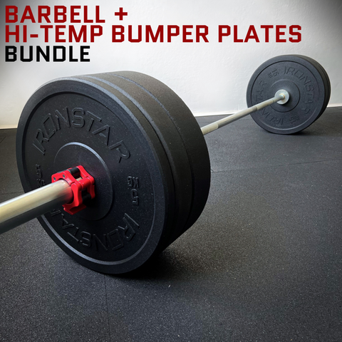 BARBELL + IRONSTAR HI-TEMP BUMPER PLATES bundle