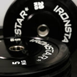 Bumper plates for Olympic barbell for home gym or professional fitness studio.