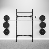 IRONSTAR FOLD BACK wall mount rack for space-saving gym.