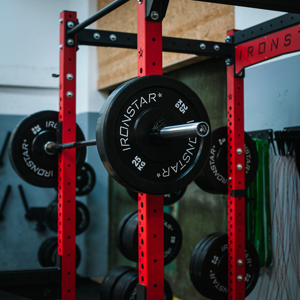 Bumper plates for Olympic barbell for home gym or professional fitness studio.
