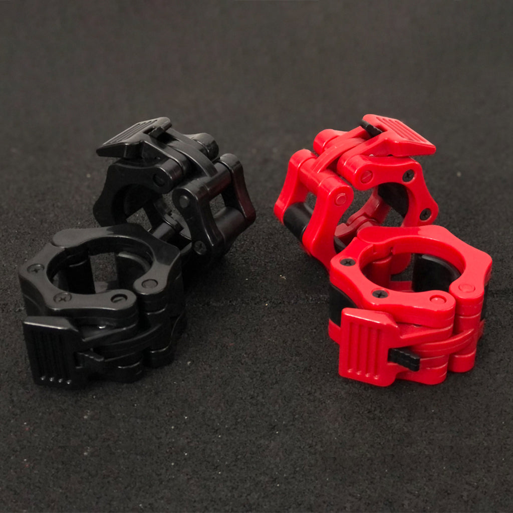 Lock collars for barbells for home gym or commercial fitness studios.